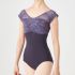 CHACOTT CAP-SLEEVED LEOTARD WITH LACE