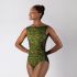 BOATNECK LEOTARD WITH LACE AND MESH OVERLAY