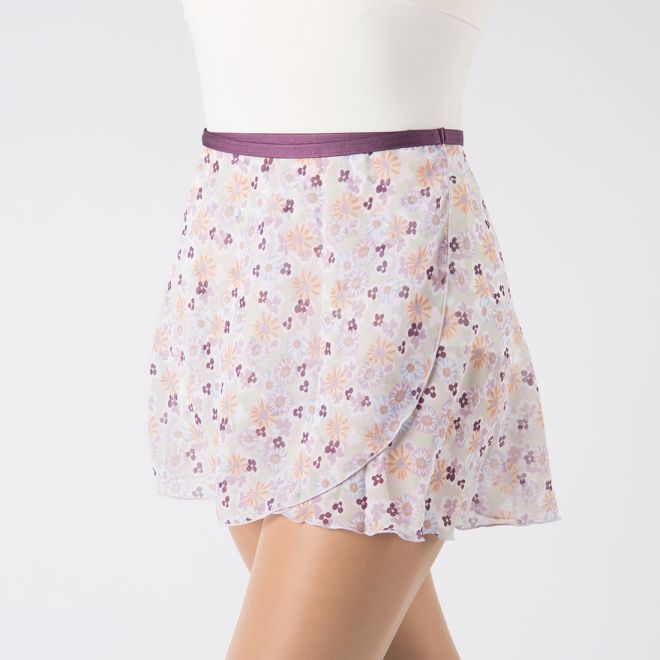 WRAP CHIFFON SKIRT, FLORAL PATTERN