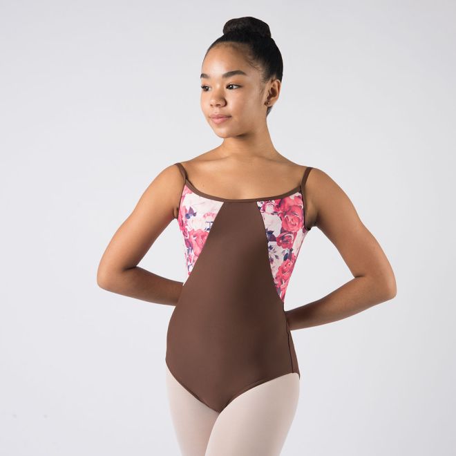 CAMISOLE LEOTARD WITH PATTERNED UPPER