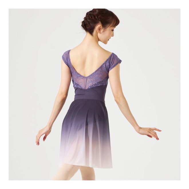 CHACOTT CAP-SLEEVED LEOTARD WITH LACE