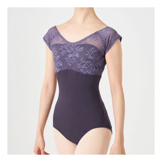 CHACOTT CAP-SLEEVED LEOTARD WITH LACE