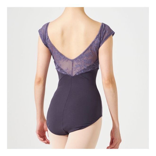 CHACOTT CAP-SLEEVED LEOTARD WITH LACE