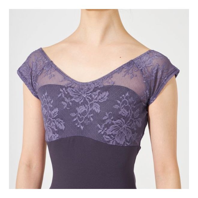 CHACOTT CAP-SLEEVED LEOTARD WITH LACE