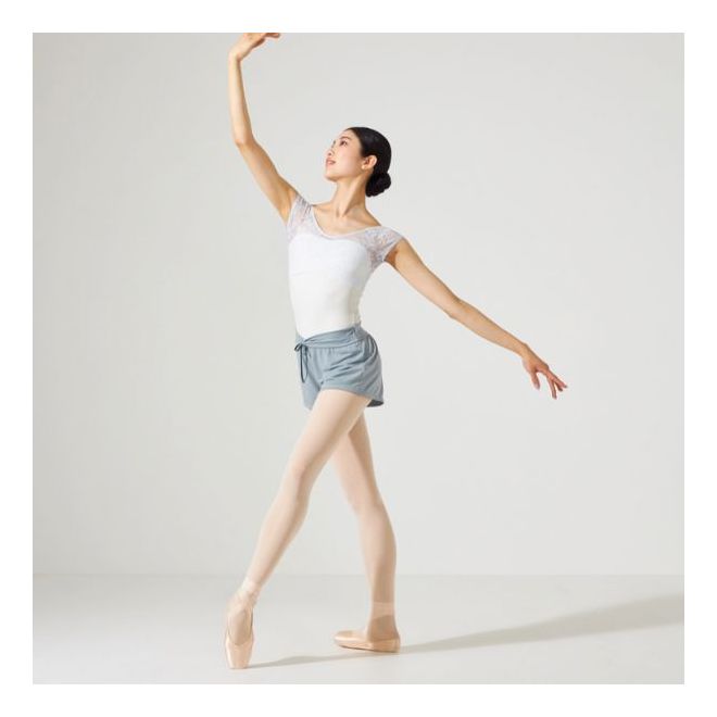 CHACOTT CAP-SLEEVED LEOTARD WITH LACE