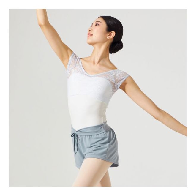 CHACOTT CAP-SLEEVED LEOTARD WITH LACE