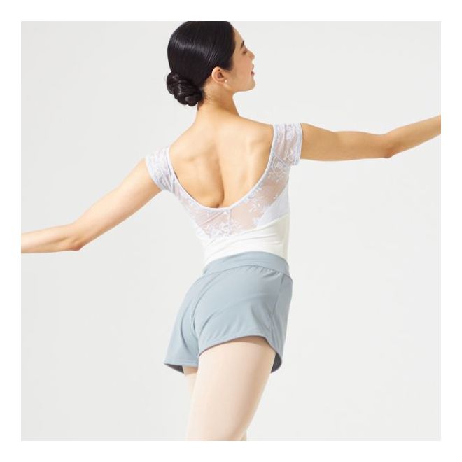 CHACOTT CAP-SLEEVED LEOTARD WITH LACE
