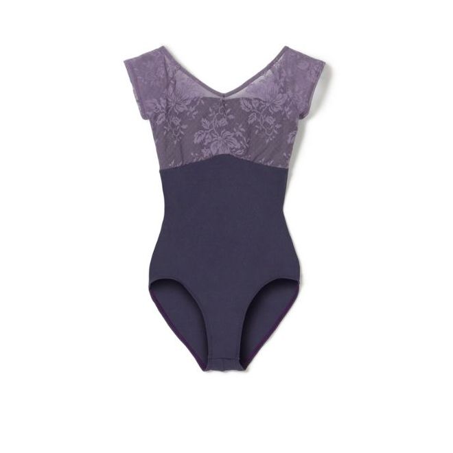 CHACOTT CAP-SLEEVED LEOTARD WITH LACE