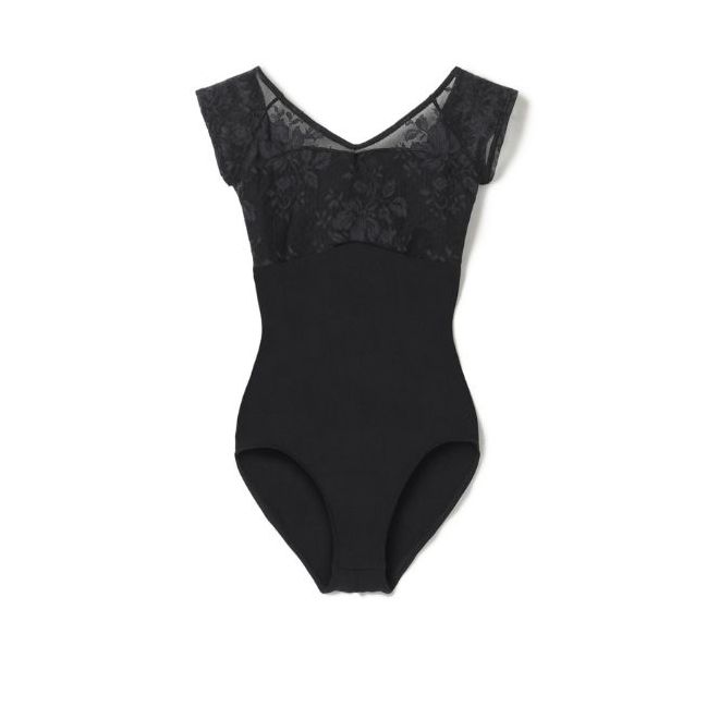 CHACOTT CAP-SLEEVED LEOTARD WITH LACE