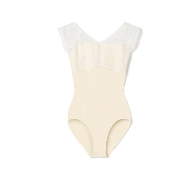 CHACOTT CAP-SLEEVED LEOTARD WITH LACE