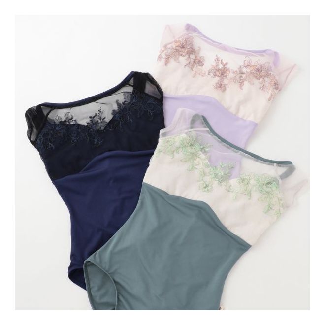 NELA COLLECTION FRENCH-SLEEVED LEOTARD