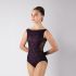 BOATNECK LEOTARD WITH LACE AND MESH OVERLAY