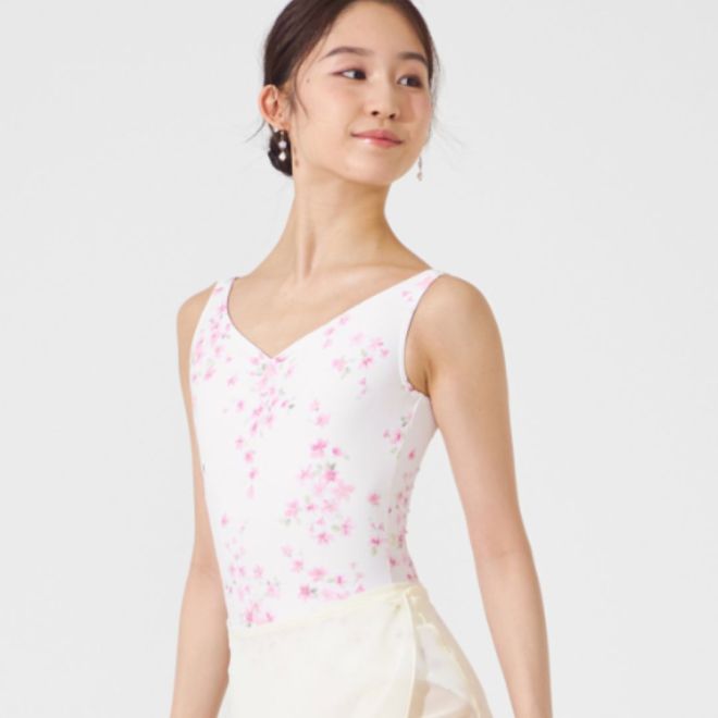 MAY NAGAHISA CHERRY BLOSSOM TANK SLEEVED LEOTARD