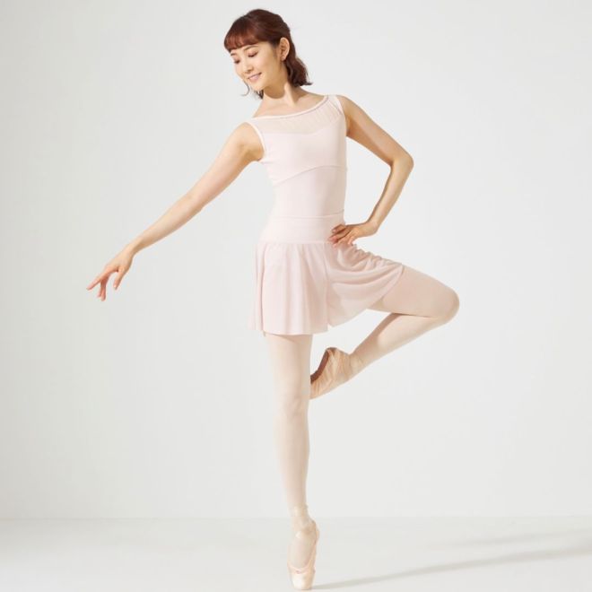 CHACOTT TANK-SLEEVED LEOTARD WITH MESH