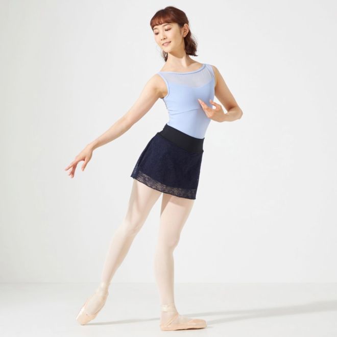 CHACOTT TANK-SLEEVED LEOTARD WITH MESH