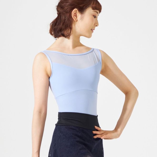 CHACOTT TANK-SLEEVED LEOTARD WITH MESH