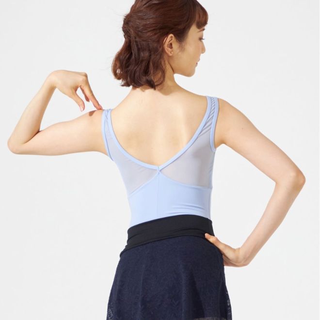 CHACOTT TANK-SLEEVED LEOTARD WITH MESH