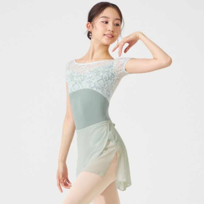 MAY NAGAHISA CHERRY BLOSSOM FRENCH SLEEVED LEOTARD
