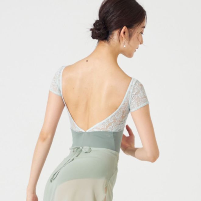 MAY NAGAHISA CHERRY BLOSSOM FRENCH SLEEVED LEOTARD