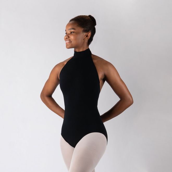 HALTER LEOTARD WITH HIGH NECK
