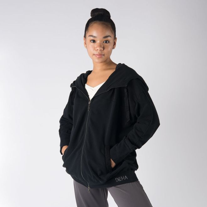 WIDE HOODED ZIP JACKET